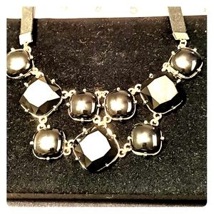 Black Stone w/ Gold Link Hardware Collar Necklace